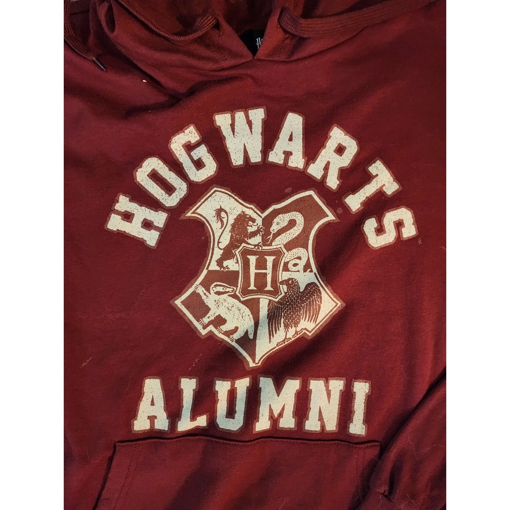 Harry Potter Hogwarts Alumni Maroon Pullover Hoodie Fifth Sun WB Crest Mens S - Picture 2 of 8